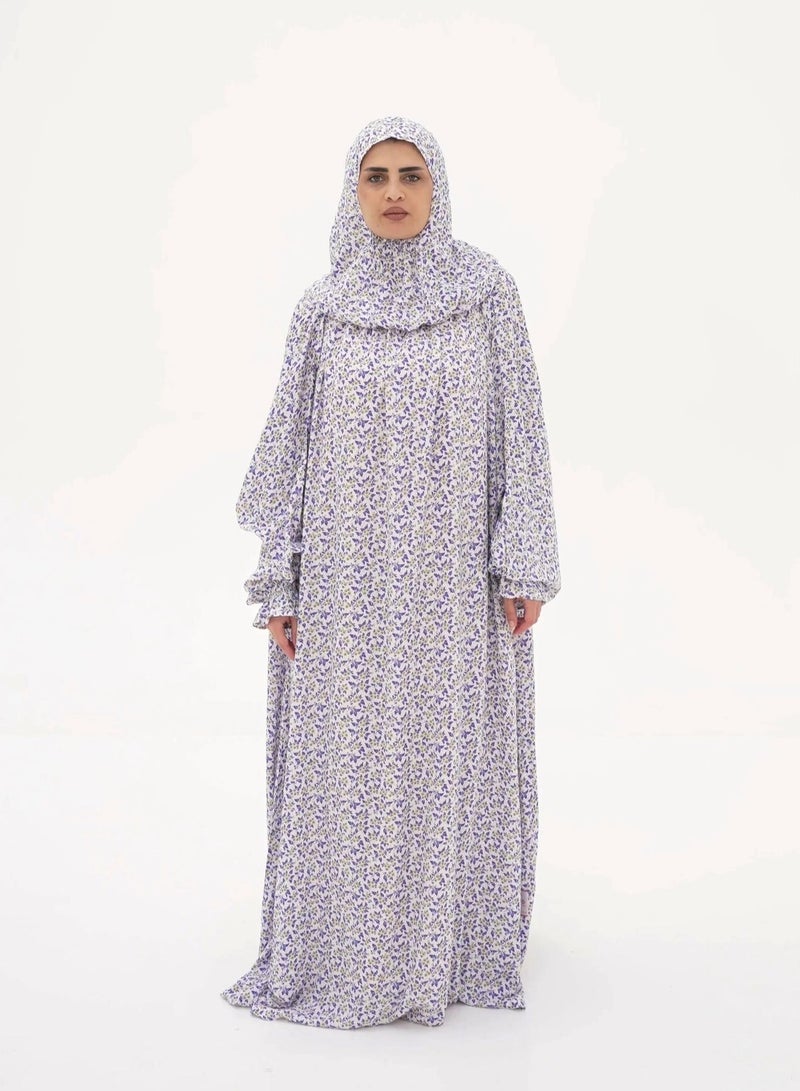 Siyally Printed Leaves Gowns - Purple - Image 1