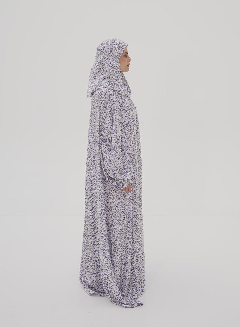Siyally Printed Leaves Gowns - Purple - Image 4