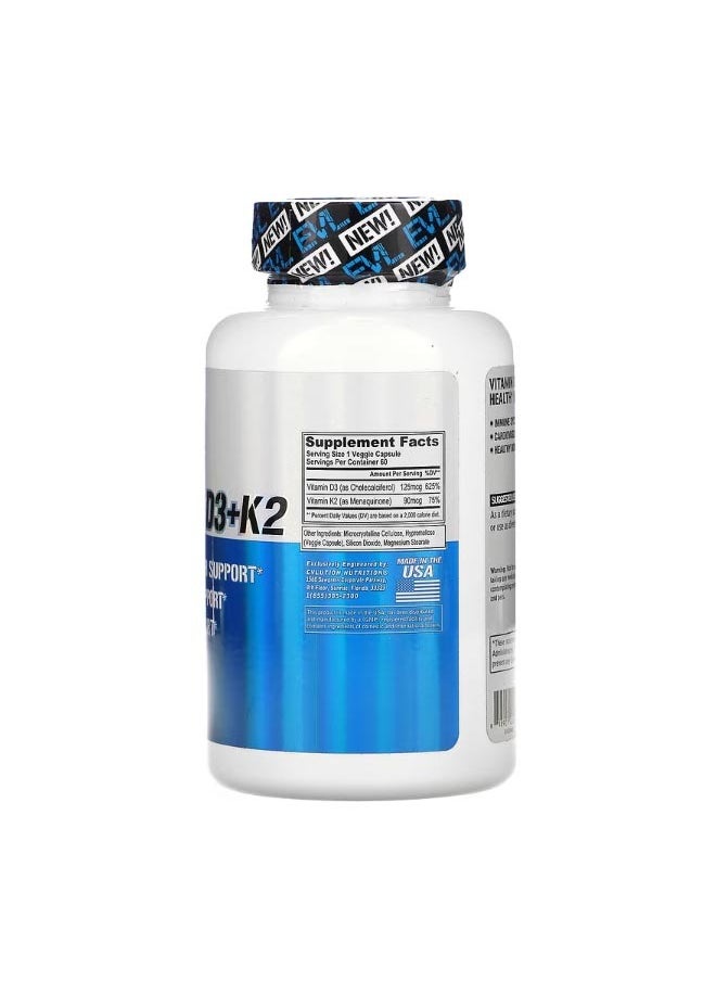 EVLUTION NUTRITION Vitamin D3K2 60 Veggie Capsules  - Image 2