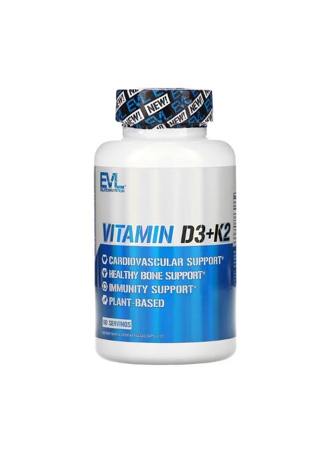 EVLUTION NUTRITION Vitamin D3K2 60 Veggie Capsules  - Image 1