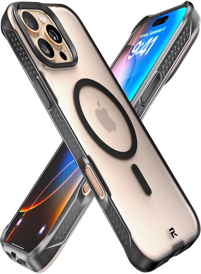 ريبل جراب REBEL الشفاف لهاتف iPhone 16 Pro Max [سلسلة Frosted الجيل السادس]، قوي ومتوافق مع MagSafe، جوانب مانعة للانزلاق، ملمس غير لامع شفاف، مصدات واقية مقاومة للصدمات، عدسة وأزرار معدنية، هاتف 6.9 بوصة 2024 - Image 1