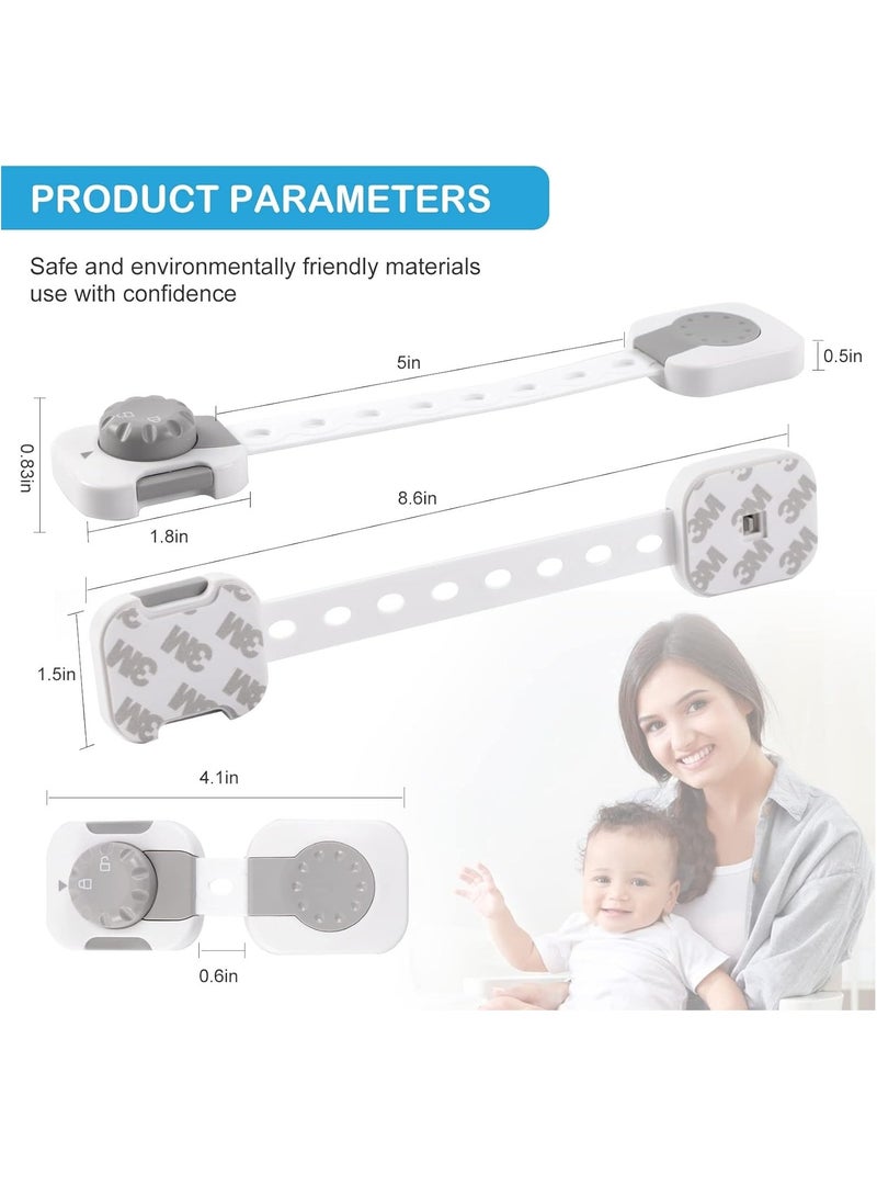 LIMOS Baby Safety Lock，Child Safety Locks，Multi-Functional Adjustable Double Button Baby Anti-Clip Latch System For Cabinets, Drawers, Fridge, Closet Doors Etc（Pack Of 6) - Image 2