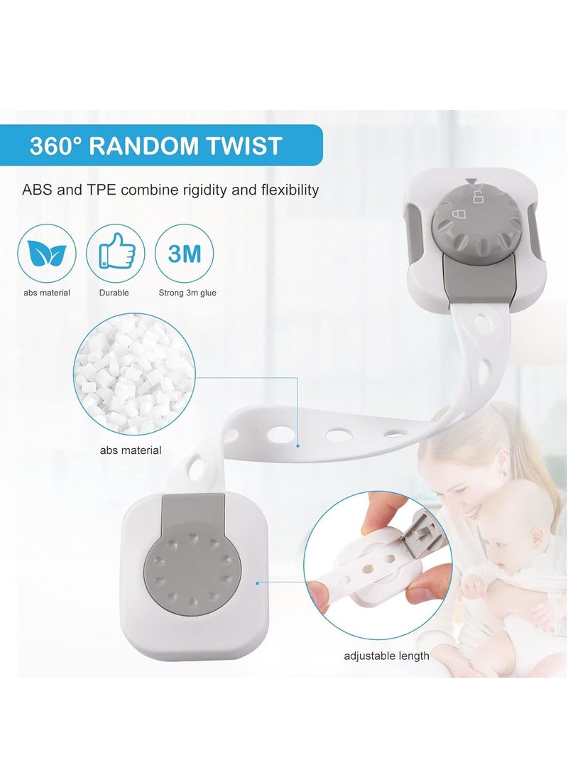 LIMOS Baby Safety Lock，Child Safety Locks，Multi-Functional Adjustable Double Button Baby Anti-Clip Latch System For Cabinets, Drawers, Fridge, Closet Doors Etc（Pack Of 6) - Image 4