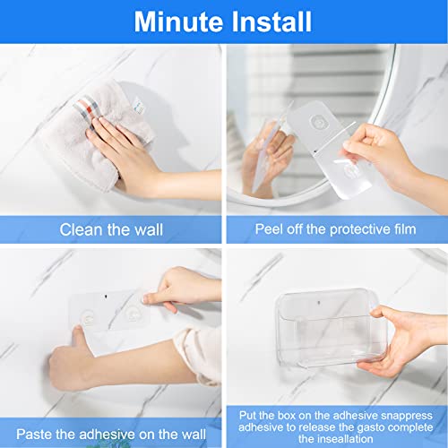 Diesisa 2pc Acrylic Wall Mount Organizer, Adhesive Clear Cabinet Door Organizer,Acrylic Shelves for Wall,No Drilling Hang Walls,with Self Adhesive Tape, for Bathroom, Kitchen, Living Room - Image 3