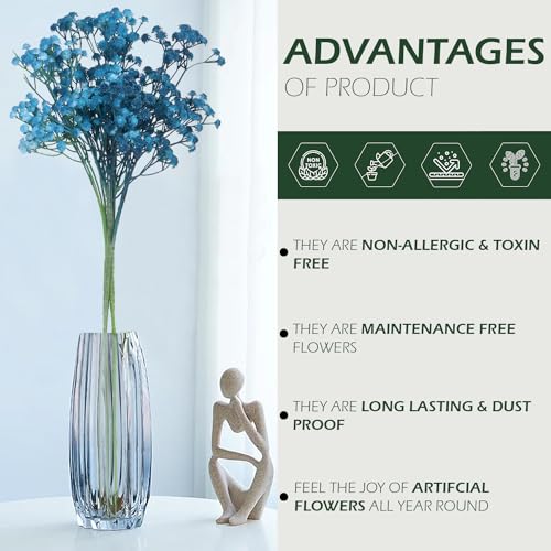 HOMEVERSE 05 Pcs Baby Breath | Gypsophila Artificial Fake Silk Plants | Wedding Party | Decoration Real Touch Flowers DIY Home Garden(Blue-05pcs) - Image 3