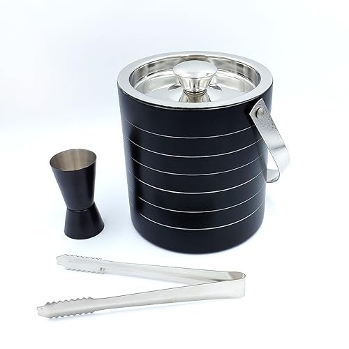 EVK® 1.5 Litre/1500 ML Big Size Double Walled Stainless Steel Insulated Ice Bucket with Lid Cocktail Shaker Wine Cooler Ice Tong Double-Sided Jigger Full Bar Tools Set - Image 2