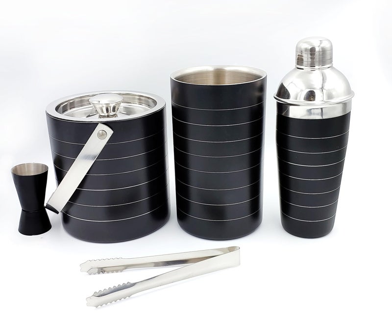 EVK® 1.5 Litre/1500 ML Big Size Double Walled Stainless Steel Insulated Ice Bucket with Lid Cocktail Shaker Wine Cooler Ice Tong Double-Sided Jigger Full Bar Tools Set - Image 1