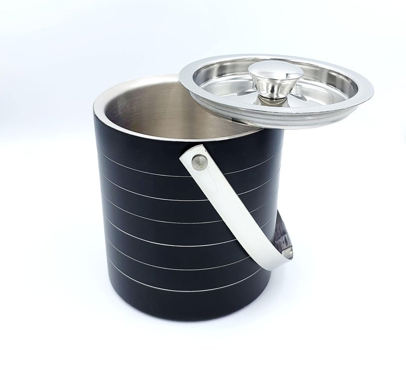 EVK® 1.5 Litre/1500 ML Big Size Double Walled Stainless Steel Insulated Ice Bucket with Lid Cocktail Shaker Wine Cooler Ice Tong Double-Sided Jigger Full Bar Tools Set - Image 3