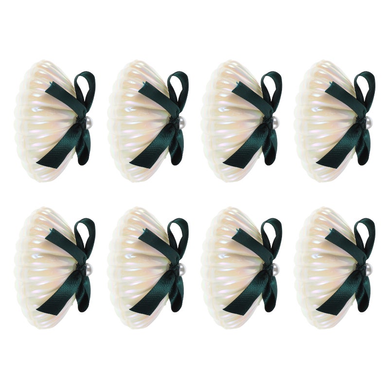 8pcs Sea Shell Boxes: Seashell Wedding Favor Boxes with Ribbon Decoration - Romantic Holders for Guests Bridal Shower Souvenirs Engagement - Image 1