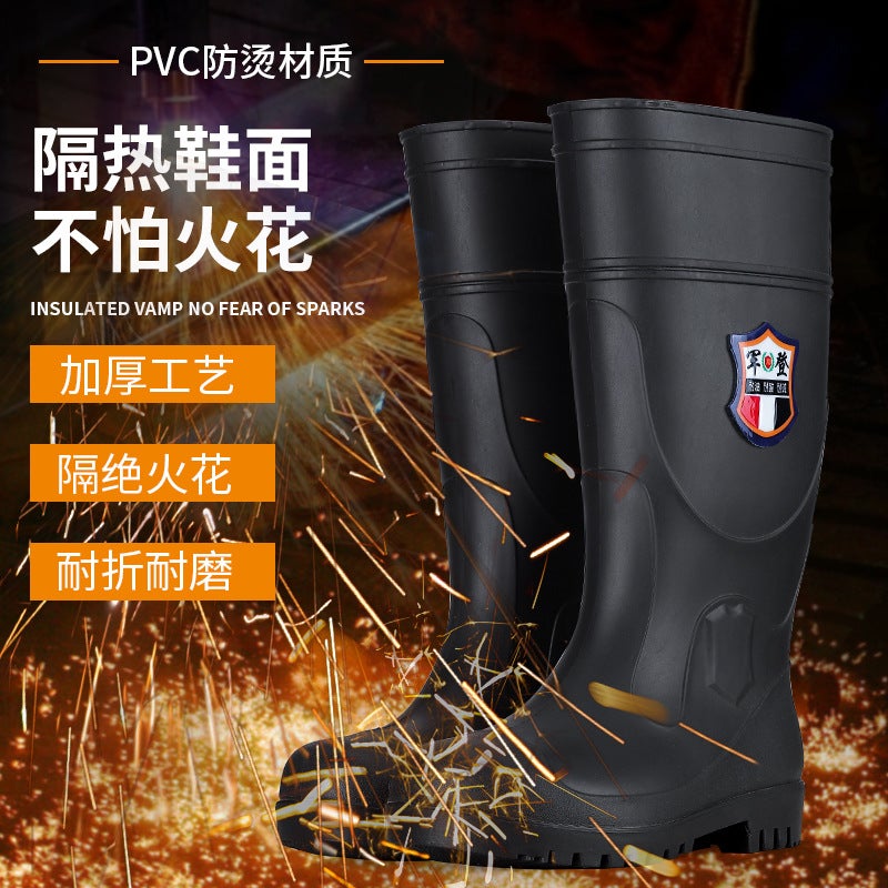 Steel Toe Steel Bottom Industrial Cotton Rain Boots Oil-Resistant Acid And Alkali-Resistant Tendon Bottom Anti-Smashing Anti-Puncture Flood Control Water Shoes - Image 5