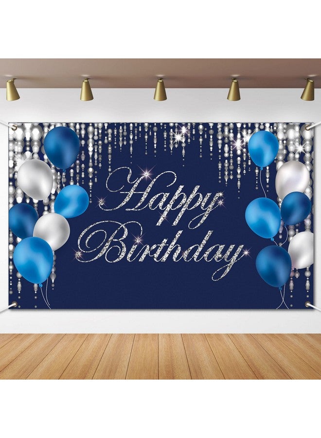 Tevxj زينة عيد ميلاد زرقاء فضية لافتة عيد ميلاد زرقاء خلفية كبيرة خلفية عيد ميلاد زينة حفلة استحمام الأطفال زينة داخلية وخارجية للرجال والنساء والأولاد والبنات - Image 2