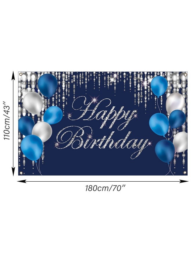 Tevxj زينة عيد ميلاد زرقاء فضية لافتة عيد ميلاد زرقاء خلفية كبيرة خلفية عيد ميلاد زينة حفلة استحمام الأطفال زينة داخلية وخارجية للرجال والنساء والأولاد والبنات - Image 3