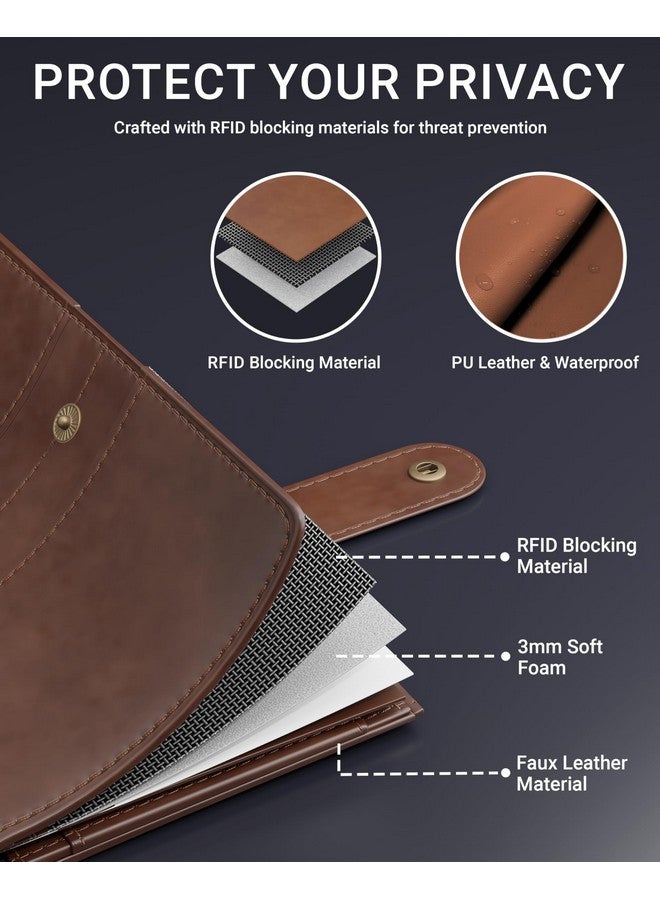 FEDUS Brown, Faux Leather Passport Holder for Men, Passport Holder for Women's Passport Cover Case Wallet, Boarding Pass Slots RFID Protected Travel Accessories Organiser - Image 5