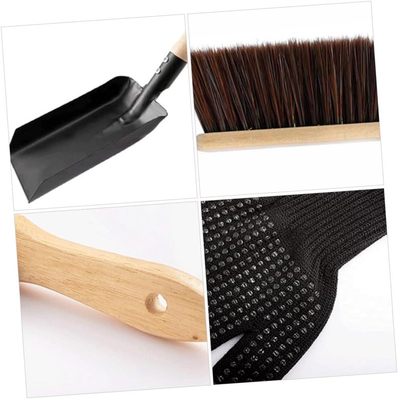 Fireplace Accessories Kit Stove Cleaning Broom Shovel Gloves Wood and Easy Handling - Image 3