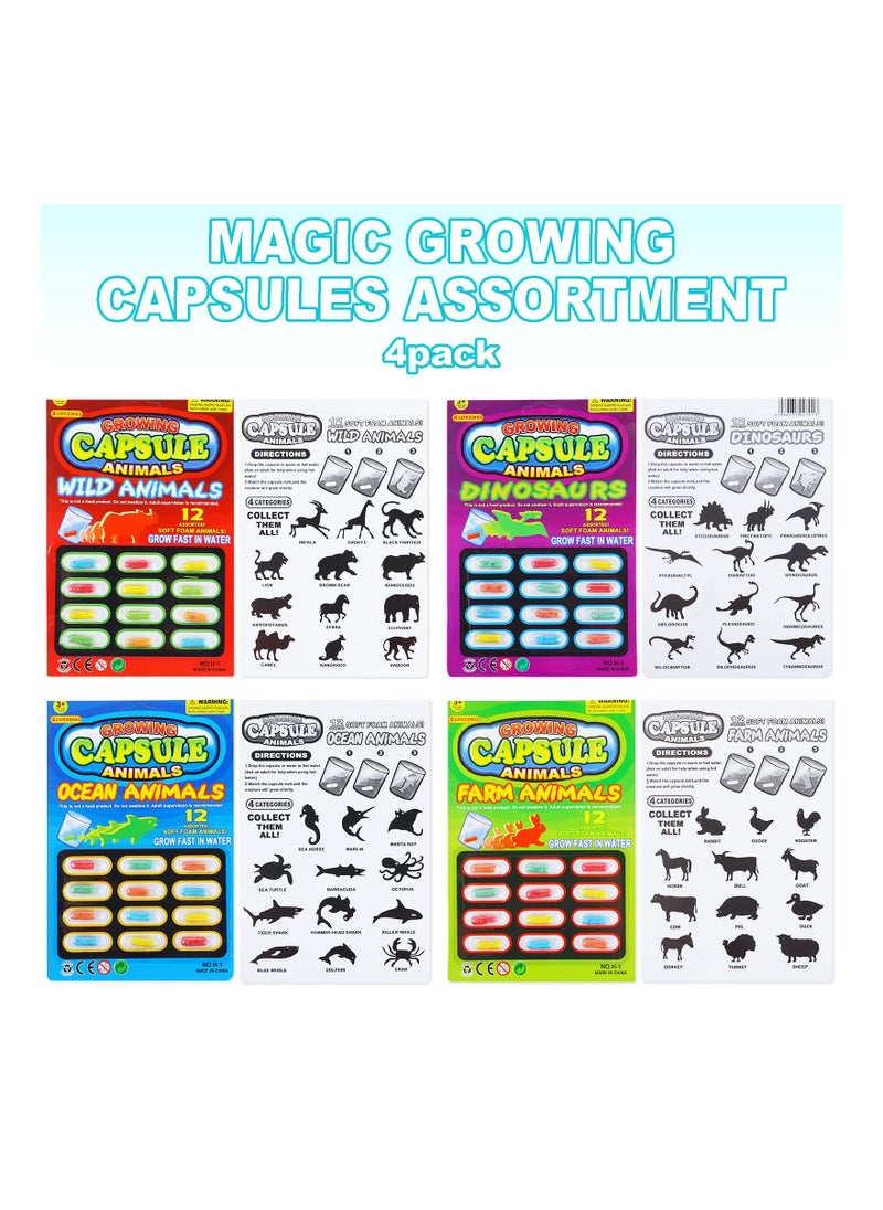 SYOSI - SYOSI 48 Pcs Magic Grow Capsules Water Growing Animal Toys, Dinosaur Dino Sea Creature Capsules Bath Expanding Foam Animal Toy for Patry Favors, (4 Set) - Image 1