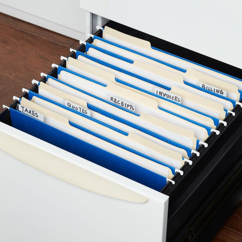 Staples Hanging File Folders, 1/5-Cut Tab, Letter Size, Includes Tabs & Paper Inserts, Perfect for Home, Office, Classroom, 25-Pack, Blue - Image 4