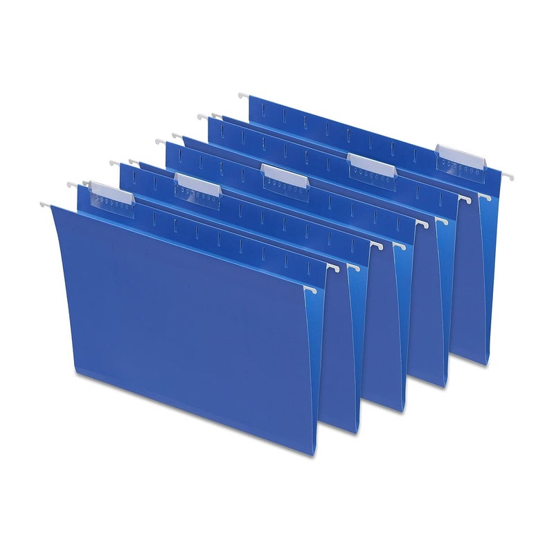 Staples Hanging File Folders, 1/5-Cut Tab, Letter Size, Includes Tabs & Paper Inserts, Perfect for Home, Office, Classroom, 25-Pack, Blue - Image 1