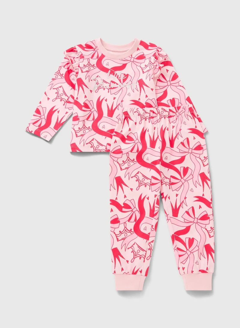 ماتلان Girls Pink Little Princess Pyjama Set