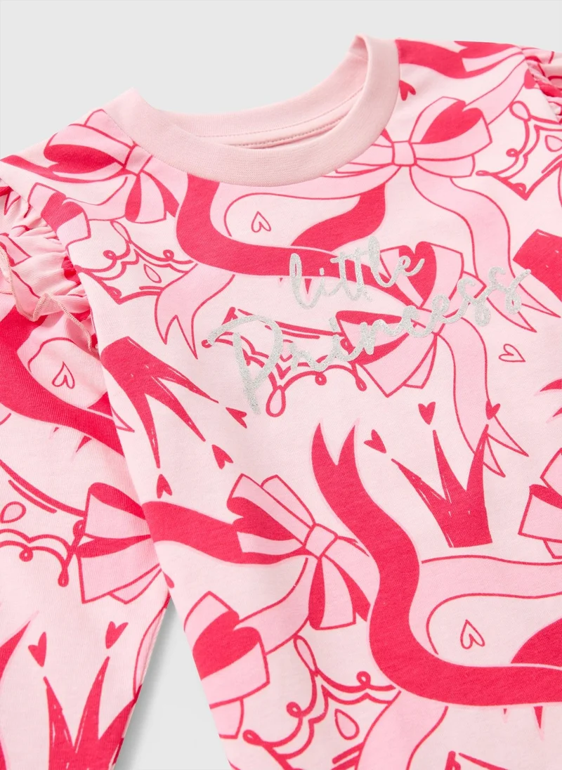 ماتلان Girls Pink Little Princess Pyjama Set