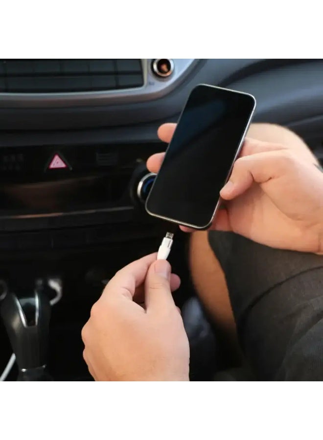 ليفيلو شاحن سيارة جلد سافيانو 4 في 1 لون أسود، شحن سريع للآيفون والأندرويد في سيارات 12–24 فولت، تايب سي PD 30 واط، سلكين تايب سي قابلين للسحب 80 سم، منفذ يو اس بي 18 واط، مؤشر فولتية LED، حماية أمان - Image 2