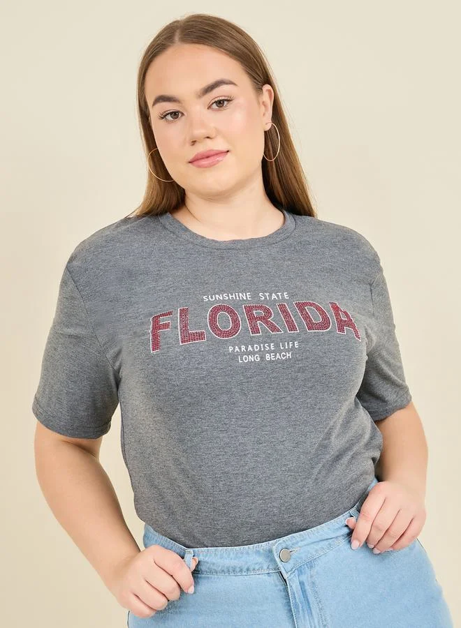 ستايلي Florida Embellished Regular Fit T-shirt