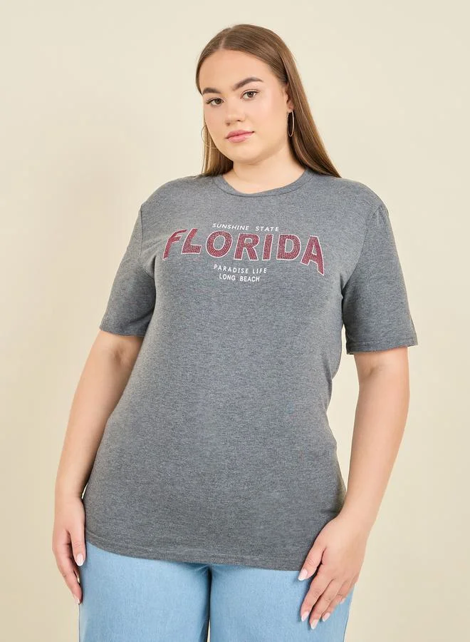 ستايلي Florida Embellished Regular Fit T-shirt