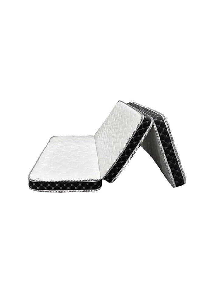 Comfy Portable White Folding Medicated 180 X 90 X 7Cm Knitted Cotton Mattress With Black Border - Image 2