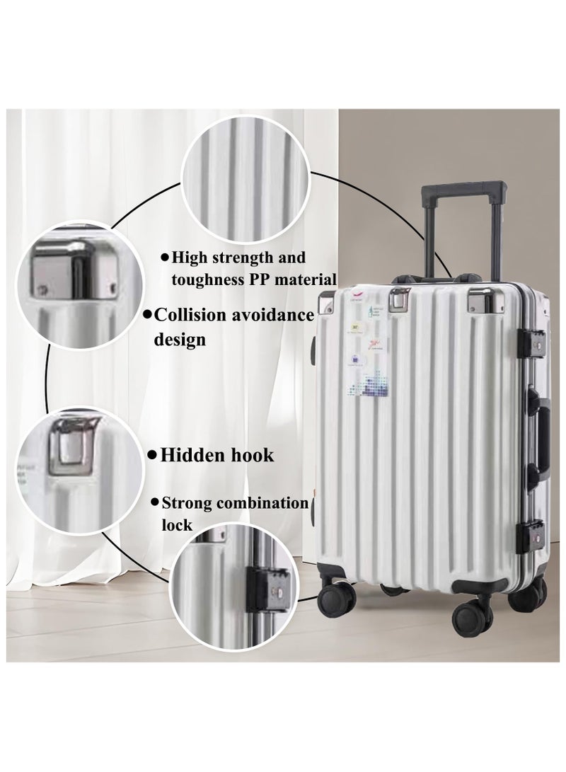 Lightweight aluminum frame stylish luggage trolley case ABS hard case large checked luggage with 4 360 degree rotating double wheels（size:18/20/22/24/26/28 inches)  - Image 3