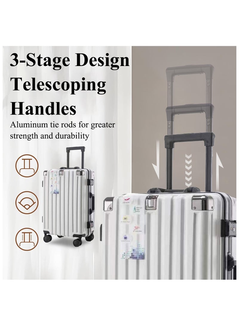 Lightweight aluminum frame stylish luggage trolley case ABS hard case large checked luggage with 4 360 degree rotating double wheels（size:18/20/22/24/26/28 inches)  - Image 4
