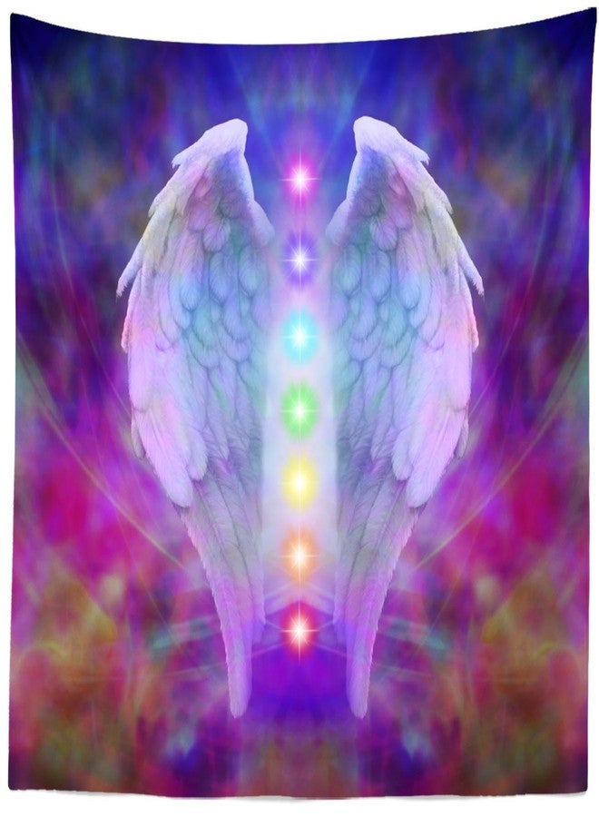 Loccor Reiki Angel Wings and Seven Chakras Tapestry Colorful Soul Wall Hanging Meditation 7 Chakra Natural Healing Wall Tapestry for Bedroom Home Living Room Decor 60''x40'' - Image 2