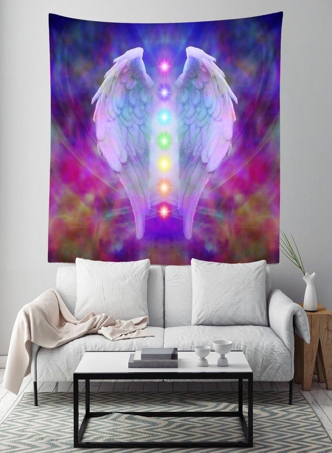 Loccor Reiki Angel Wings and Seven Chakras Tapestry Colorful Soul Wall Hanging Meditation 7 Chakra Natural Healing Wall Tapestry for Bedroom Home Living Room Decor 60''x40'' - Image 4