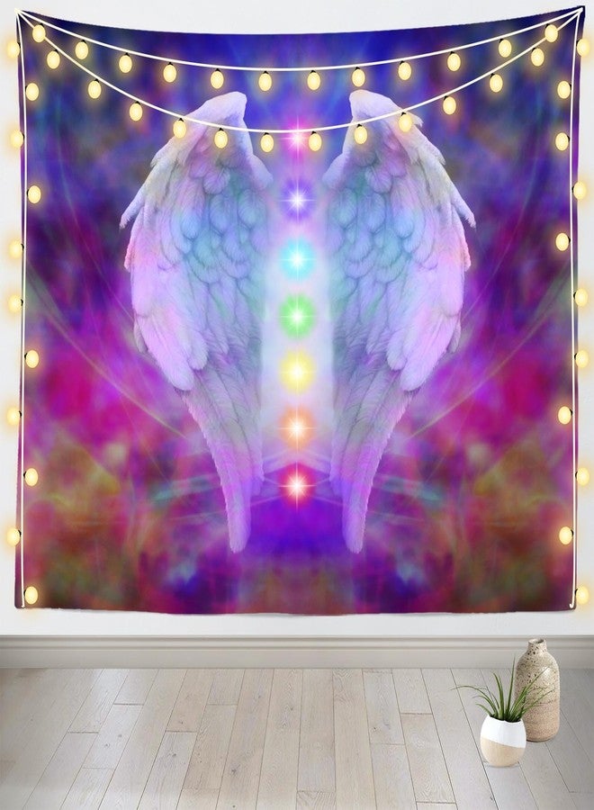 Loccor Reiki Angel Wings and Seven Chakras Tapestry Colorful Soul Wall Hanging Meditation 7 Chakra Natural Healing Wall Tapestry for Bedroom Home Living Room Decor 60''x40'' - Image 5