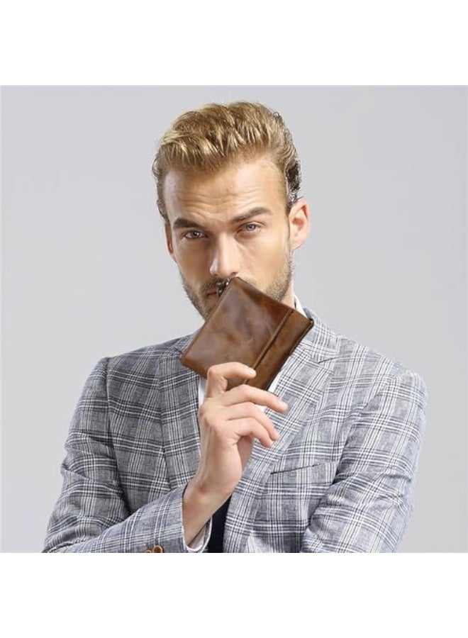 إكسفور محفظة جلدية أصلية للرجال، محفظة قابلة للطي مع حماية من RFID، محفظة غير رسمية بسحاب مع جيب عملات، محفظة رجال كبيرة سعة، مناسبة للأعمال Leisure هدية للأب أو الزوج أو الصديق أو الابن، بني - Image 2