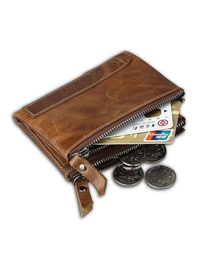 إكسفور محفظة جلدية أصلية للرجال، محفظة قابلة للطي مع حماية من RFID، محفظة غير رسمية بسحاب مع جيب عملات، محفظة رجال كبيرة سعة، مناسبة للأعمال Leisure هدية للأب أو الزوج أو الصديق أو الابن، بني - Image 5