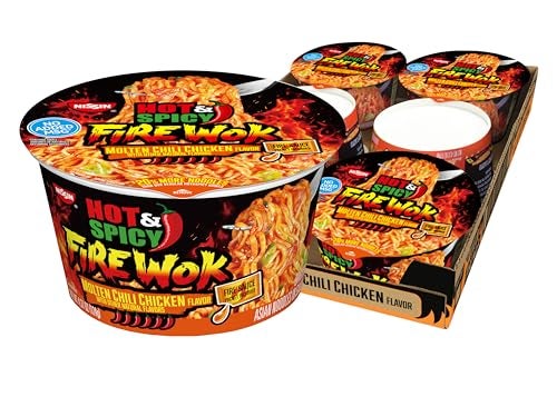 Nissin Hot & Spicy Fire Wok, Molten Chili Chicken, 4.37 Ounce (Pack of 6) - Image 1