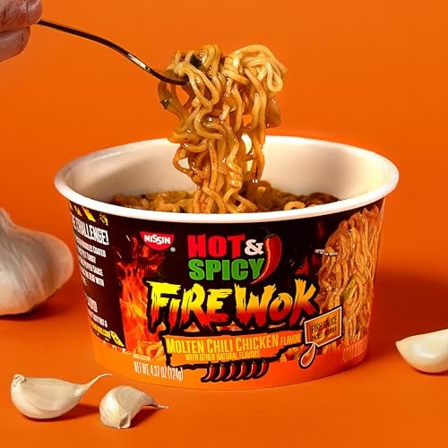 Nissin Hot & Spicy Fire Wok, Molten Chili Chicken, 4.37 Ounce (Pack of 6) - Image 4