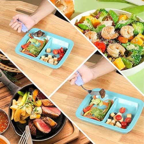 Ehucon Adaptive Utensils,Weighted Angled Silverware,Parkinsons Aids,Angled Silverware Spoon and Fork Set for Elderly, Arthritis, Dementia, Disable, Handicapped Hands (Right Hand,Pack of 2,Purple) - Image 3
