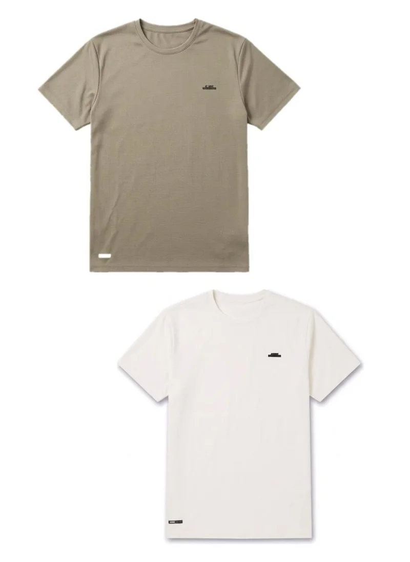 Abitos Khaki & White Double Training CoolTouch Tshirts 2 Pack for Men | Best Price UAE