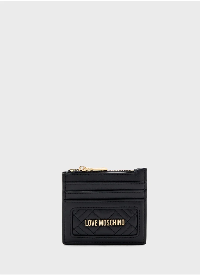 لوف موسكينو Logo Detailed Zip Over Wallet