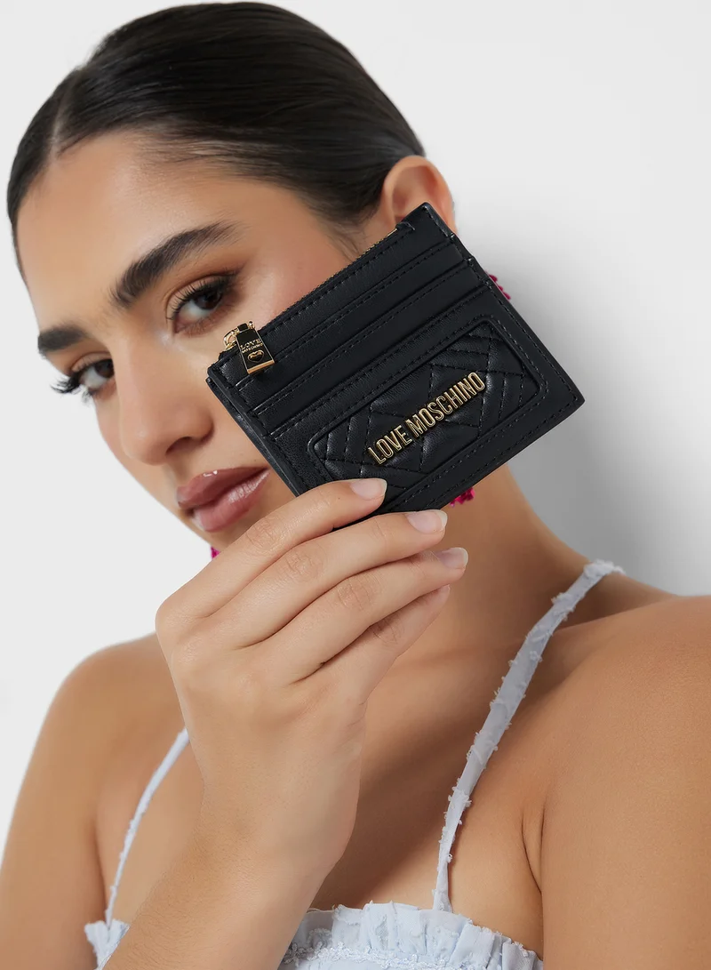 لوف موسكينو Logo Detailed Zip Over Wallet