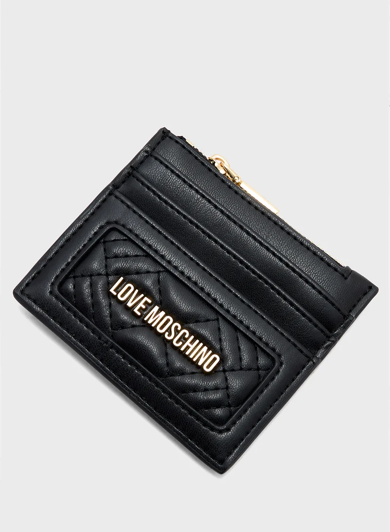 لوف موسكينو Logo Detailed Zip Over Wallet