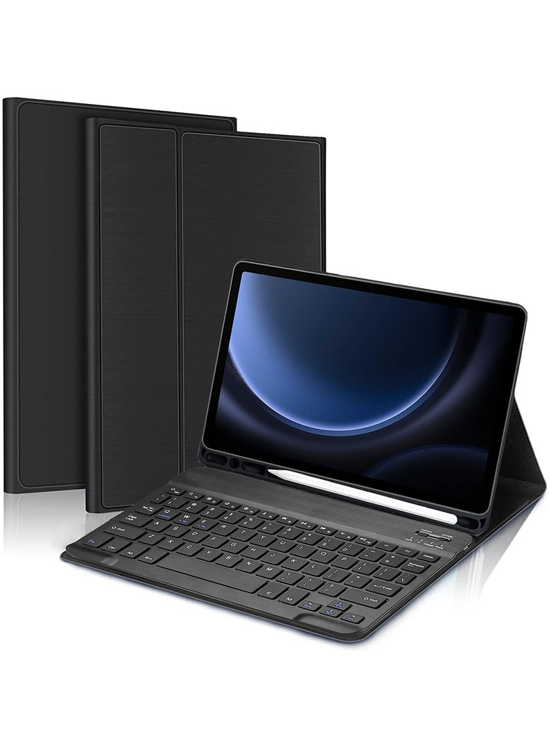Theodor Keyboard Case for Samsung Galaxy Tab S11 2025 11 Inch Slim Lightweight Stand Cover with Magnetically Detachable Wireless Bluetooth Keyboard- Black - Image 1