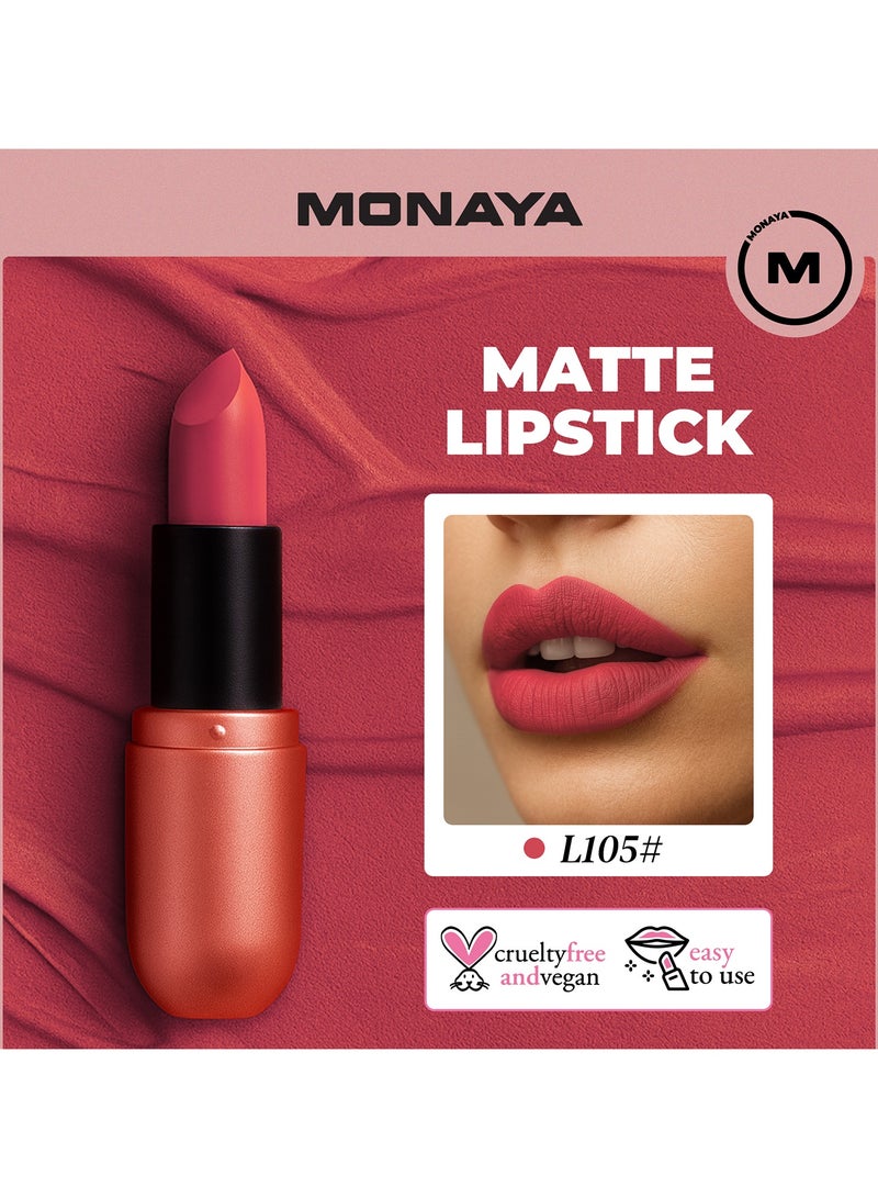 Monaya L007 Matte Lipstick，Colour Rich Original Creamy, Hydrating Satin Lipstick colors-Simply Ageless Moisture Renew Core Lipstick - Image 1