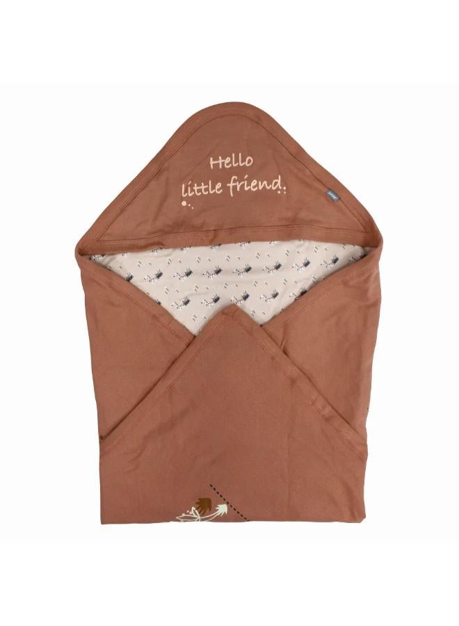 Junior Baby Cotton Blanket – Dusty Pink with "Hello Little Friend" Print - Image 1