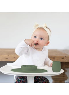 ezpz First Food Set - 100% Silicone Baby Feeding Set With Built-In Placemat, Training Cup And Spoons For First Foods + Baby Led Weaning - 4 Months+ - Sienna  - Image 3