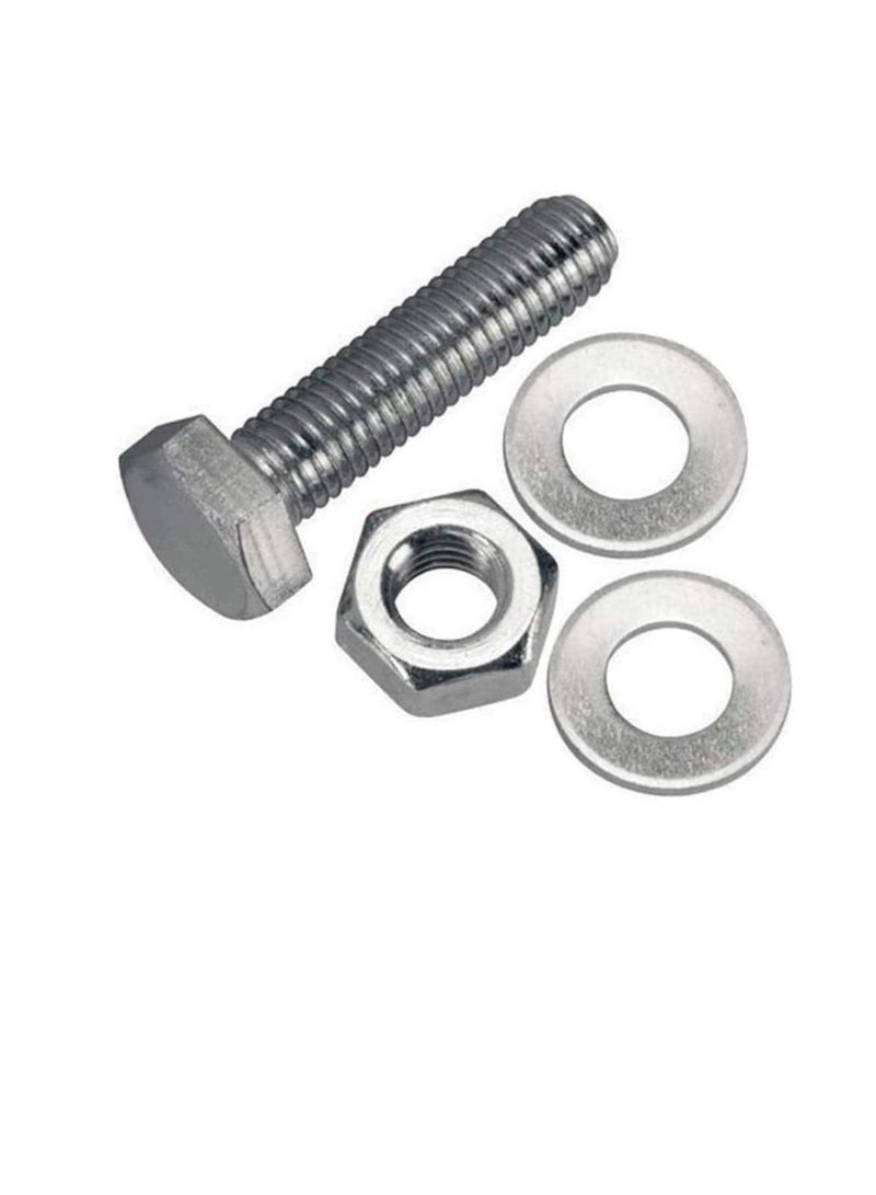 12 pcs Hex Head Screw Bolts Nuts & Washers Fully Thread GI Plain Finish Bolt Set. (16, 120MM)  - Image 2