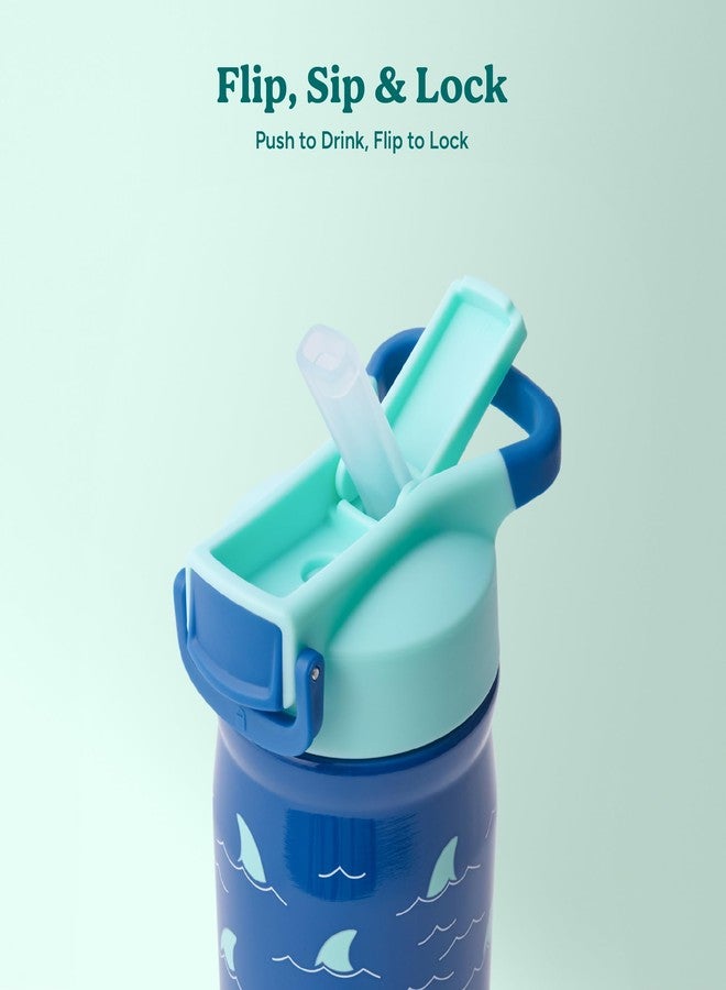 REDUCE 14 oz Hydrate Pro Stainless Steel Insulated Water Bottle - Flip Top Leak-Proof Lid, Dishwasher Safe, BPA-Free, Dual Wall Vacuum, Keeps Drinks Cold for 48 Hrs, Cup Holder Friendly - Shark Bait - Image 5