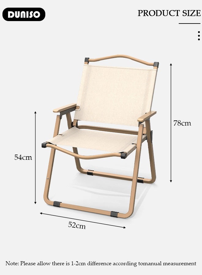 DUNISO Folding Camping Chair, Lightweight Backpacking Chair, Portable Collapsible Ultralight BBQ Furniture, Wood Armrest Metal Frame Travel Chair, Compact Beach Chair for Hiking, Fishing, Travel, Beach ,BBQ - Image 4