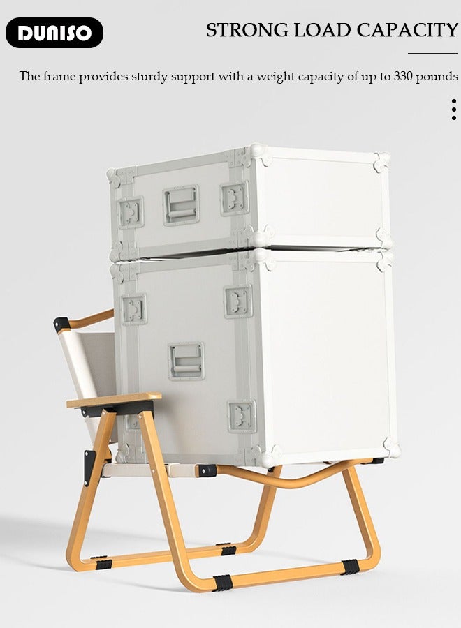 DUNISO Folding Camping Chair, Lightweight Backpacking Chair, Portable Collapsible Ultralight BBQ Furniture, Wood Armrest Metal Frame Travel Chair, Compact Beach Chair for Hiking, Fishing, Travel, Beach ,BBQ - Image 5