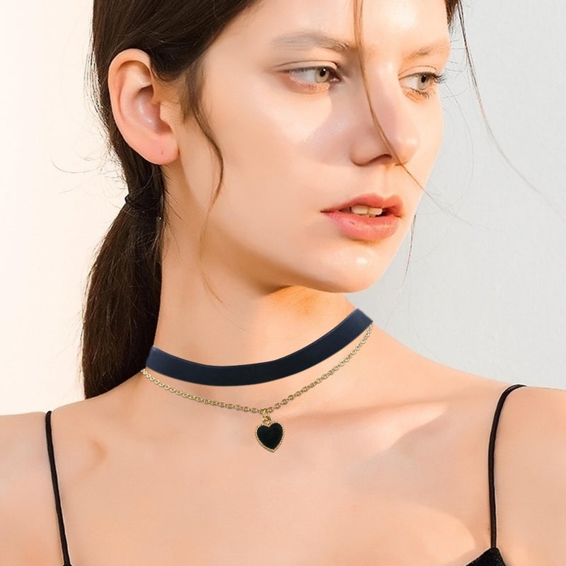 DAYANEY Black Choker Necklaces for Woman, Black Velvet Love Heart Necklace as Birthday Day Gifts for Her, Goth Vintage Choker Adjustable Collar Heart Jewelry Gold Chain as Anniversary BDAY Gifts - Image 5